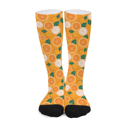 Cute Orange Fruit Pattern Print Long Socks