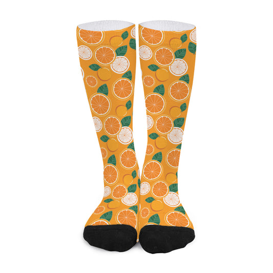 Cute Orange Fruit Pattern Print Long Socks