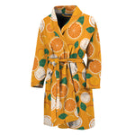 Cute Orange Fruit Pattern Print Men's Bathrobe