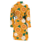 Cute Orange Fruit Pattern Print Men's Bathrobe