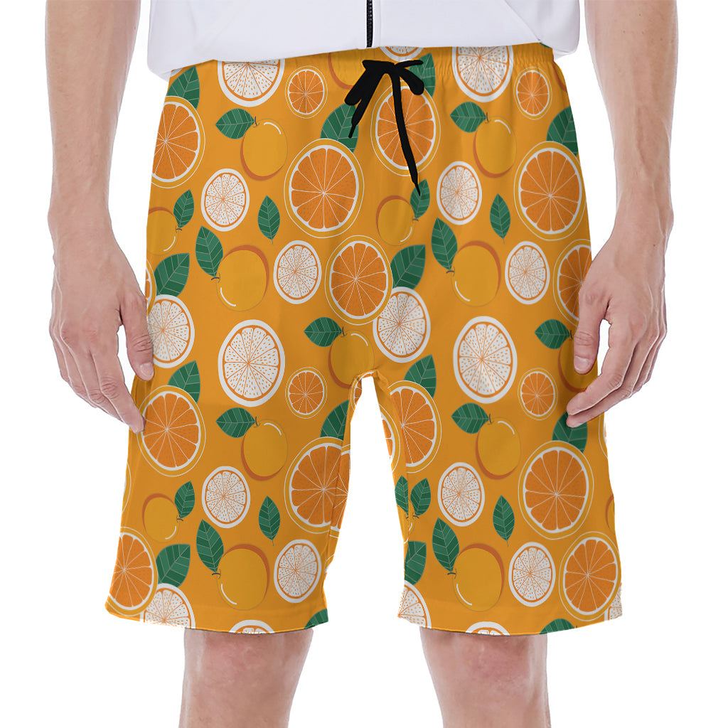 Cute Orange Fruit Pattern Print Men's Beach Shorts
