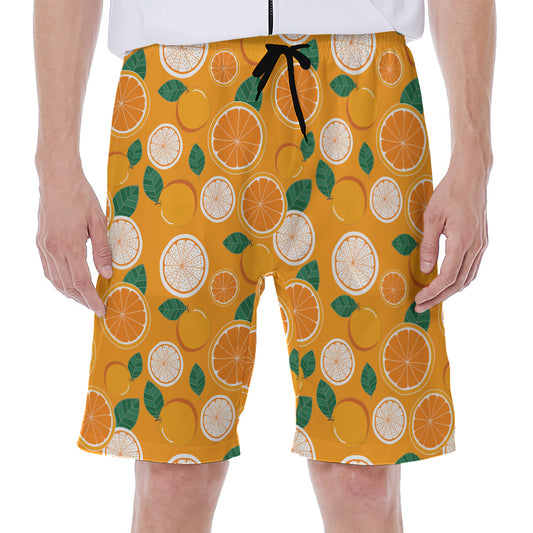 Cute Orange Fruit Pattern Print Men's Beach Shorts