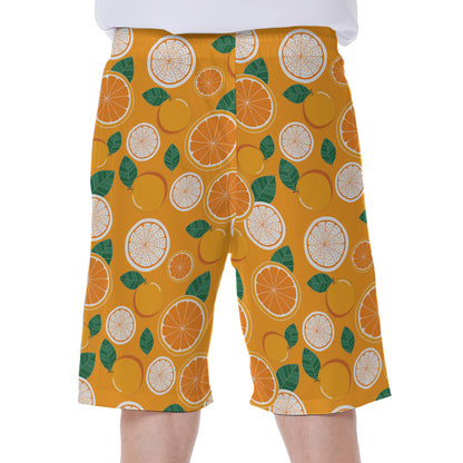 Cute Orange Fruit Pattern Print Men's Beach Shorts