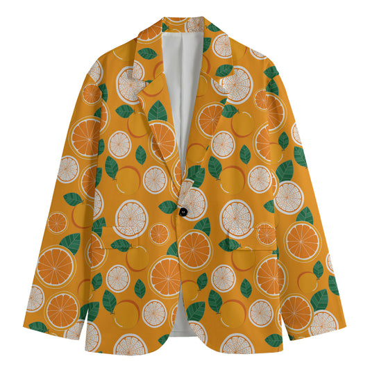 Cute Orange Fruit Pattern Print Men's Blazer