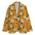 Cute Orange Fruit Pattern Print Men's Blazer