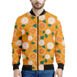Cute Orange Fruit Pattern Print Men's Bomber Jacket