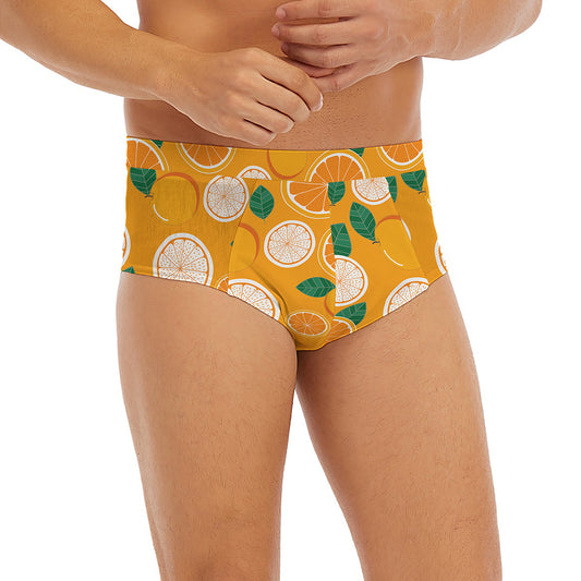 Cute Orange Fruit Pattern Print Men's Briefs