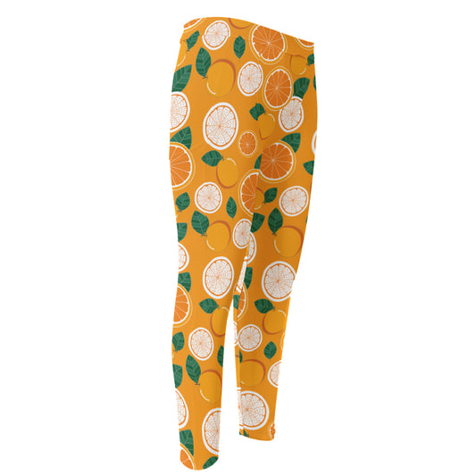Cute Orange Fruit Pattern Print Men's Compression Pants
