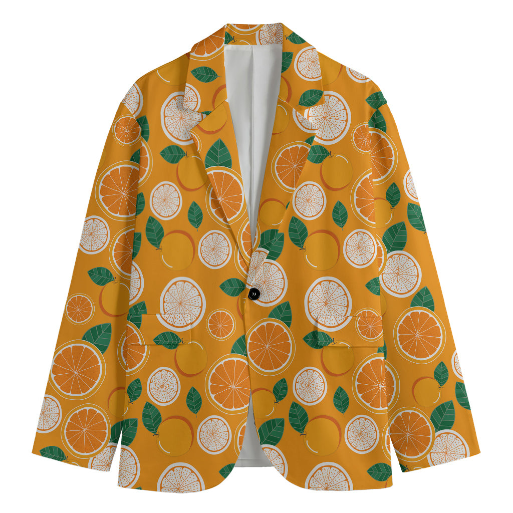 Cute Orange Fruit Pattern Print Men's Cotton Blazer