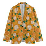 Cute Orange Fruit Pattern Print Men's Cotton Blazer