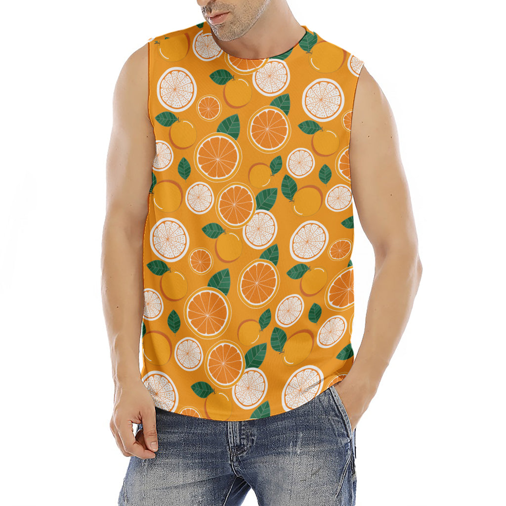 Cute Orange Fruit Pattern Print Men's Fitness Tank Top