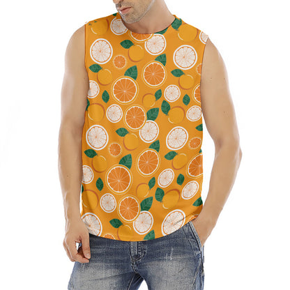 Cute Orange Fruit Pattern Print Men's Fitness Tank Top