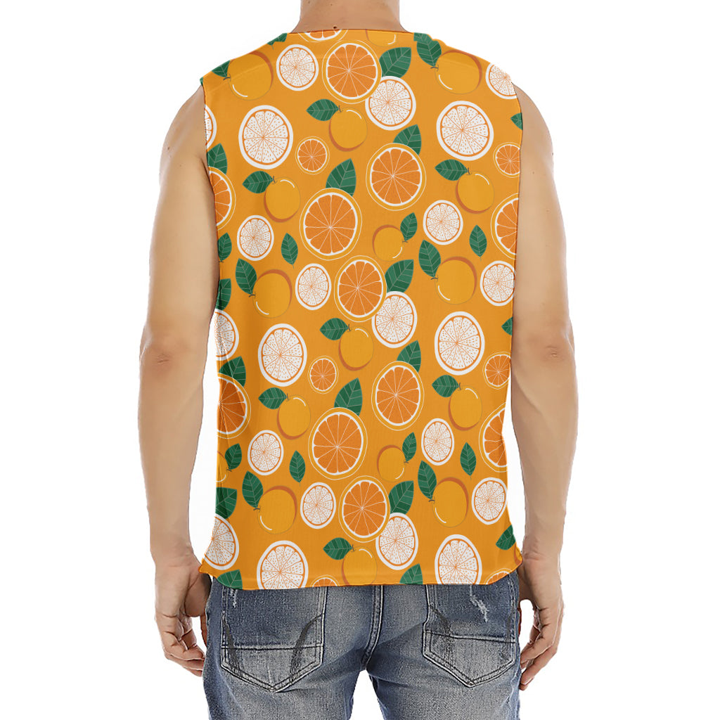 Cute Orange Fruit Pattern Print Men's Fitness Tank Top