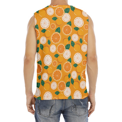 Cute Orange Fruit Pattern Print Men's Fitness Tank Top
