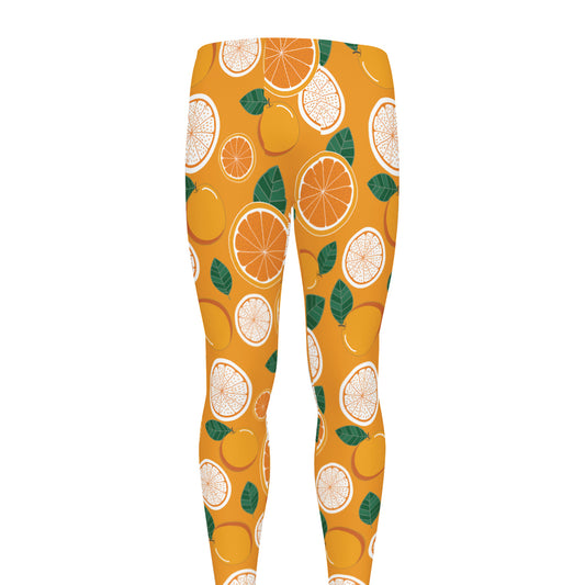 Cute Orange Fruit Pattern Print Men's leggings