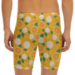 Cute Orange Fruit Pattern Print Men's Long Boxer Briefs