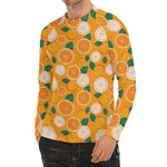 Cute Orange Fruit Pattern Print Men's Long Sleeve Rash Guard