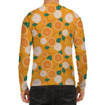 Cute Orange Fruit Pattern Print Men's Long Sleeve Rash Guard