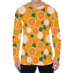 Cute Orange Fruit Pattern Print Men's Long Sleeve T-Shirt