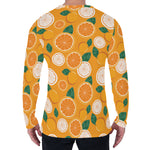 Cute Orange Fruit Pattern Print Men's Long Sleeve T-Shirt