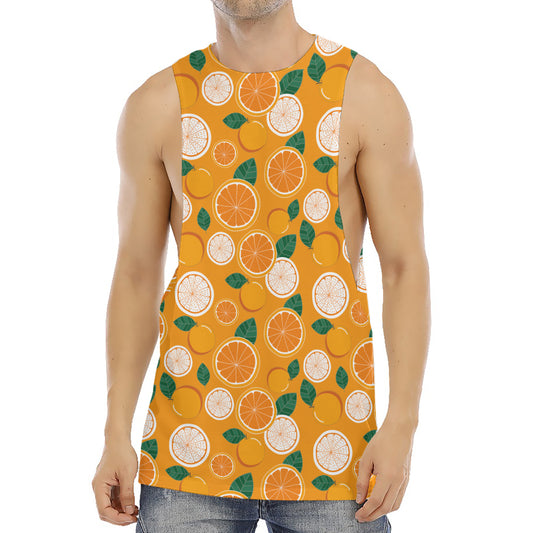 Cute Orange Fruit Pattern Print Men's Muscle Tank Top