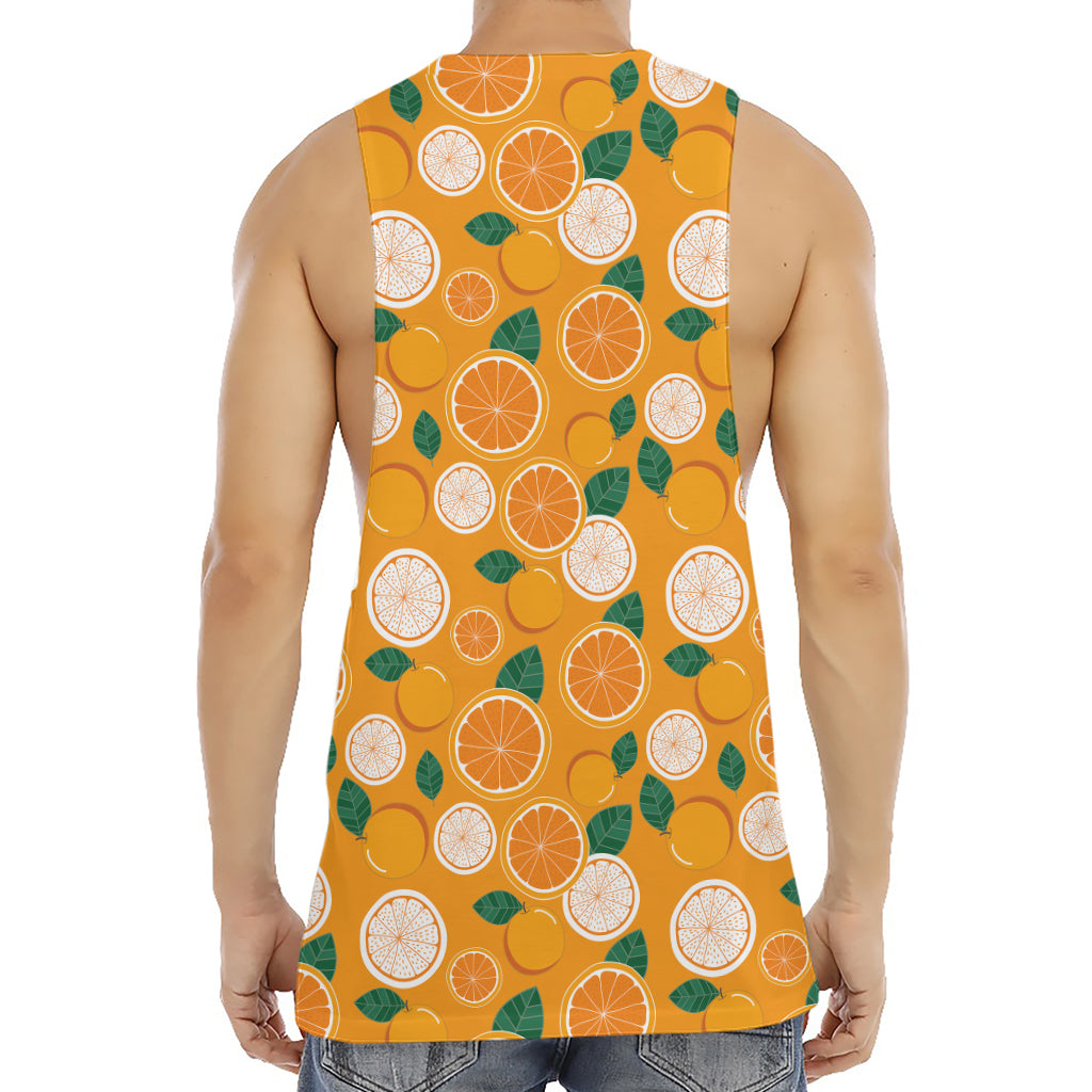 Cute Orange Fruit Pattern Print Men's Muscle Tank Top