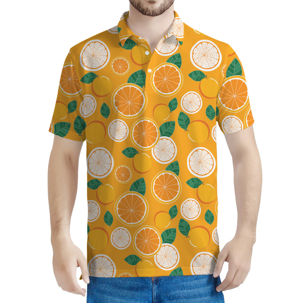 Cute Orange Fruit Pattern Print Men's Polo Shirt