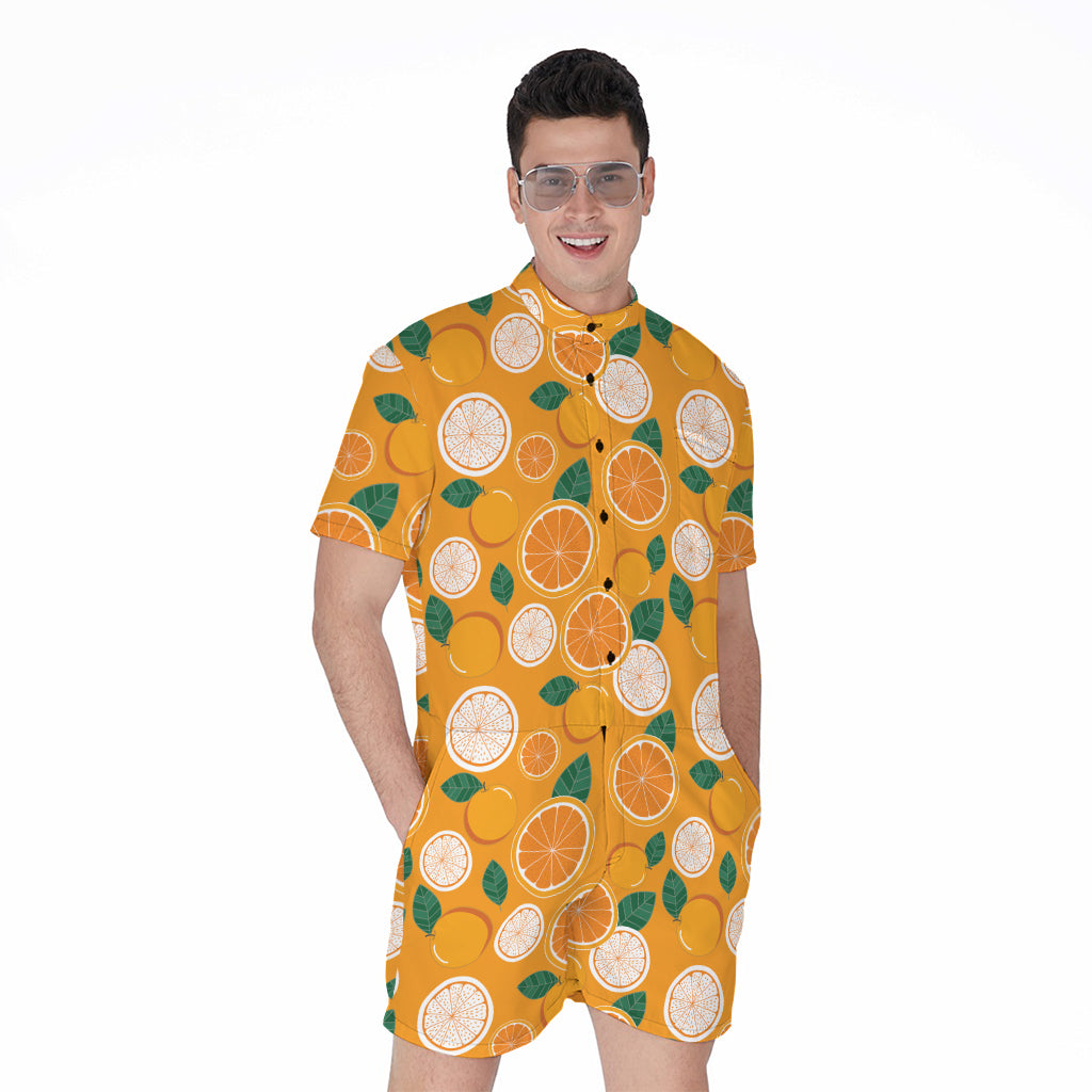 Cute Orange Fruit Pattern Print Men's Rompers