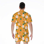Cute Orange Fruit Pattern Print Men's Rompers
