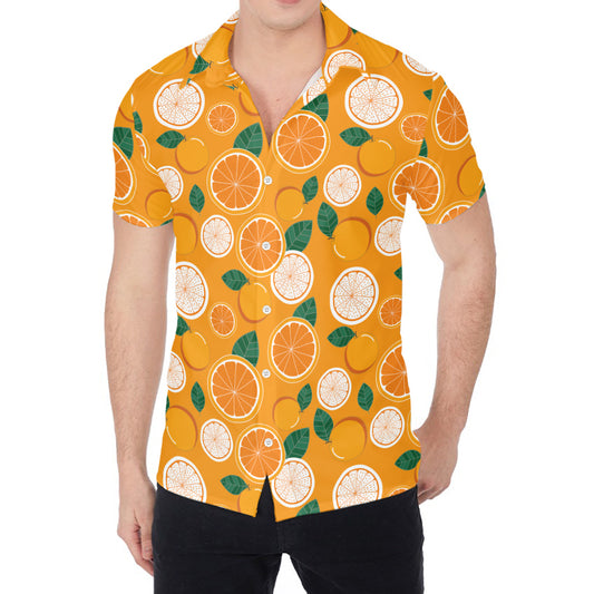 Cute Orange Fruit Pattern Print Men's Shirt