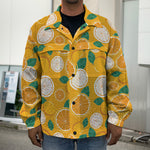 Cute Orange Fruit Pattern Print Men's Shirt Jacket