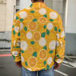 Cute Orange Fruit Pattern Print Men's Shirt Jacket