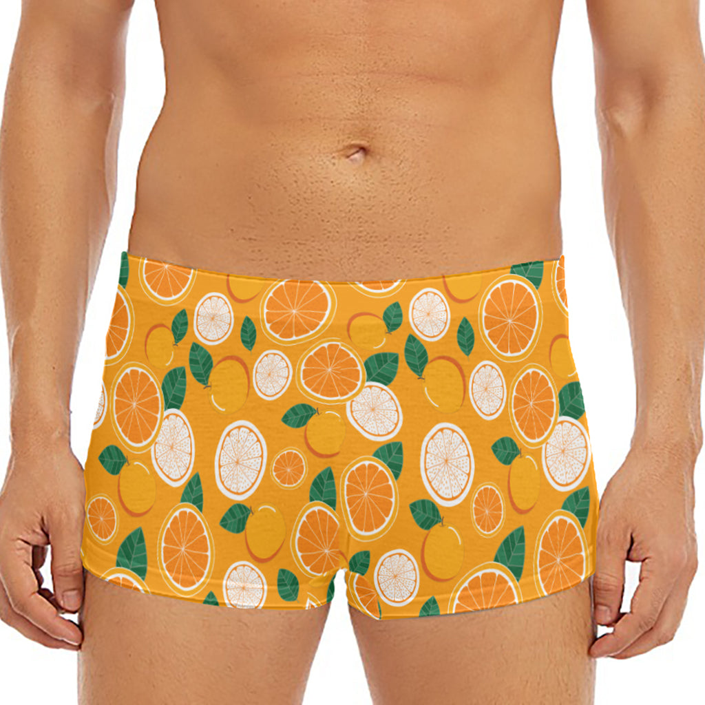 Cute Orange Fruit Pattern Print Men's Short Boxer Briefs