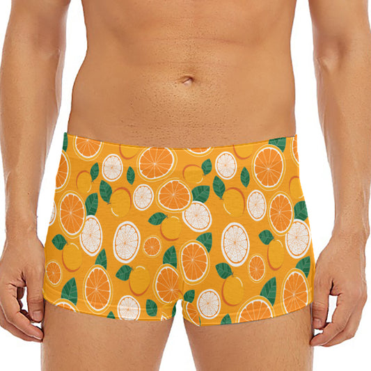 Cute Orange Fruit Pattern Print Men's Short Boxer Briefs