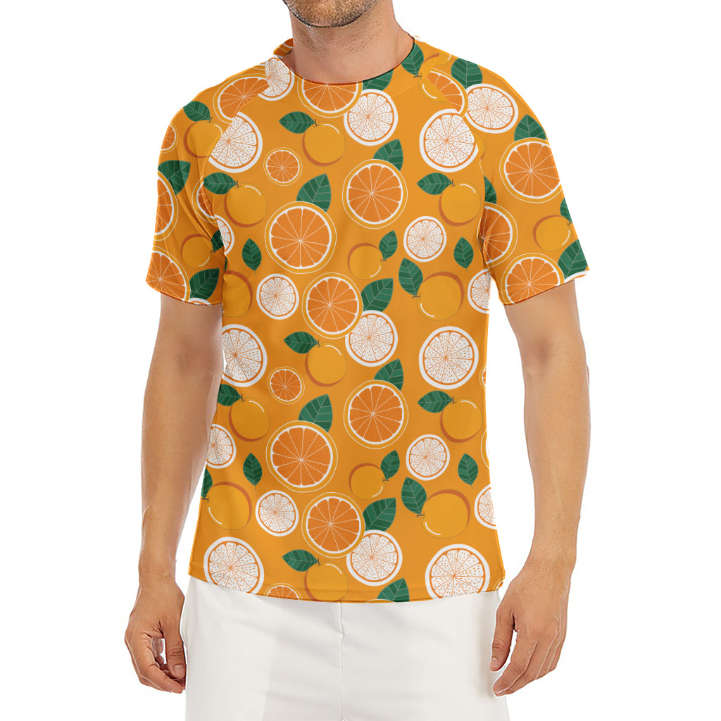 Cute Orange Fruit Pattern Print Men's Short Sleeve Rash Guard