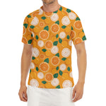 Cute Orange Fruit Pattern Print Men's Short Sleeve Rash Guard