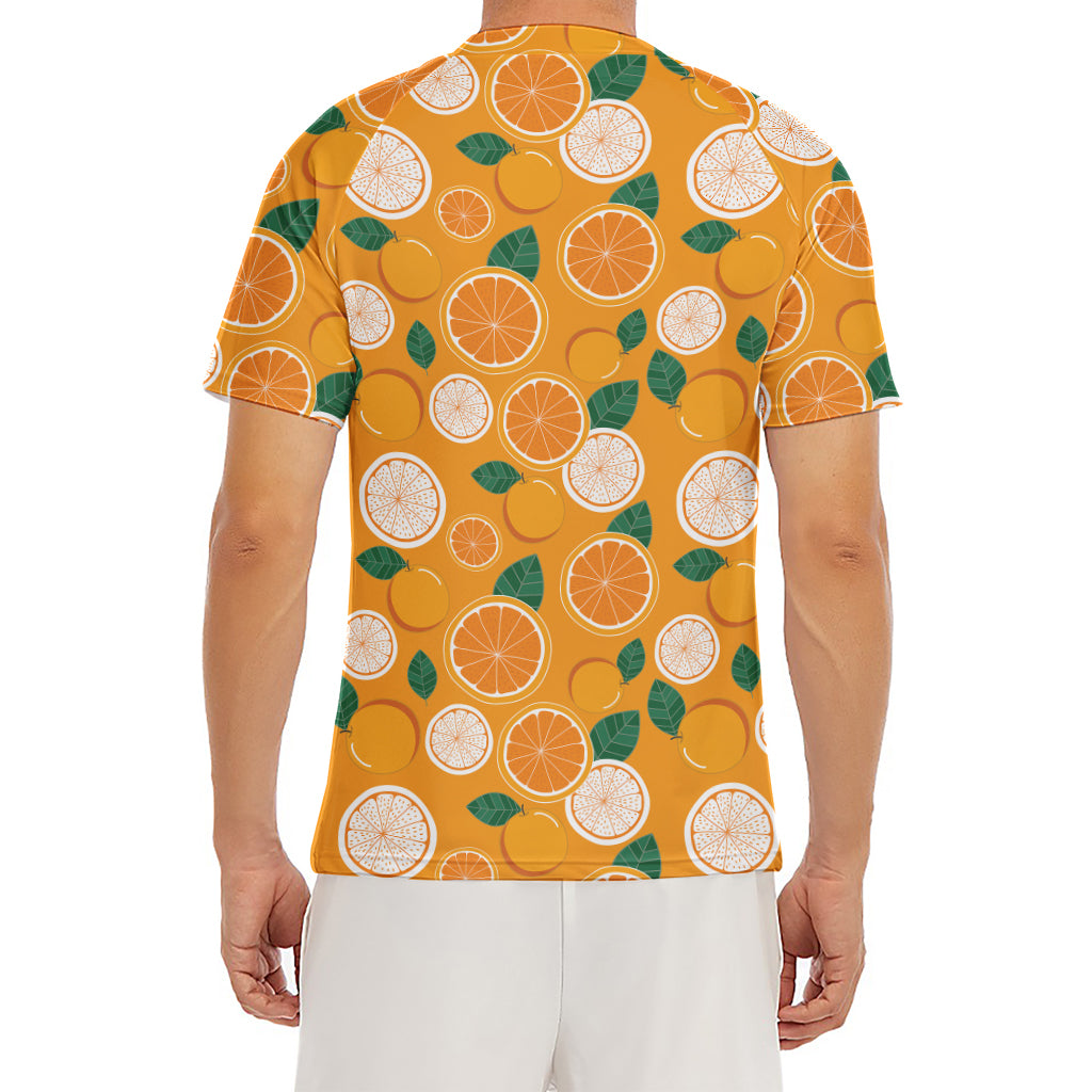 Cute Orange Fruit Pattern Print Men's Short Sleeve Rash Guard