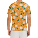 Cute Orange Fruit Pattern Print Men's Short Sleeve Rash Guard