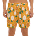 Cute Orange Fruit Pattern Print Men's Split Running Shorts
