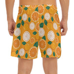 Cute Orange Fruit Pattern Print Men's Split Running Shorts