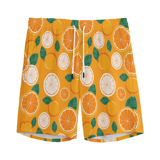 Cute Orange Fruit Pattern Print Men's Sports Shorts
