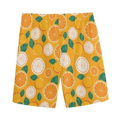 Cute Orange Fruit Pattern Print Men's Sports Shorts