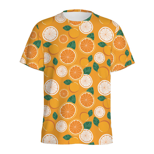 Cute Orange Fruit Pattern Print Men's Sports T-Shirt