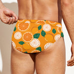 Cute Orange Fruit Pattern Print Men's Swim Briefs