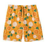 Cute Orange Fruit Pattern Print Men's Swim Trunks