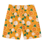 Cute Orange Fruit Pattern Print Men's Swim Trunks