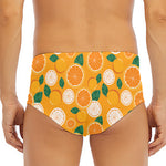 Cute Orange Fruit Pattern Print Men's Triangle Swim Briefs