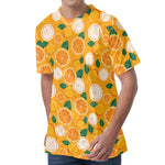 Cute Orange Fruit Pattern Print Men's Velvet T-Shirt