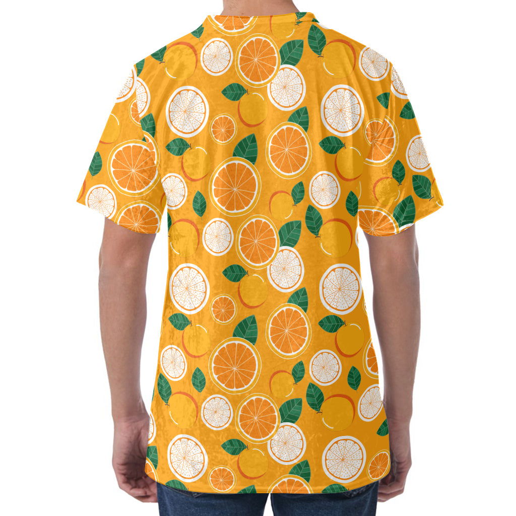 Cute Orange Fruit Pattern Print Men's Velvet T-Shirt