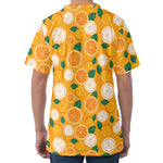 Cute Orange Fruit Pattern Print Men's Velvet T-Shirt